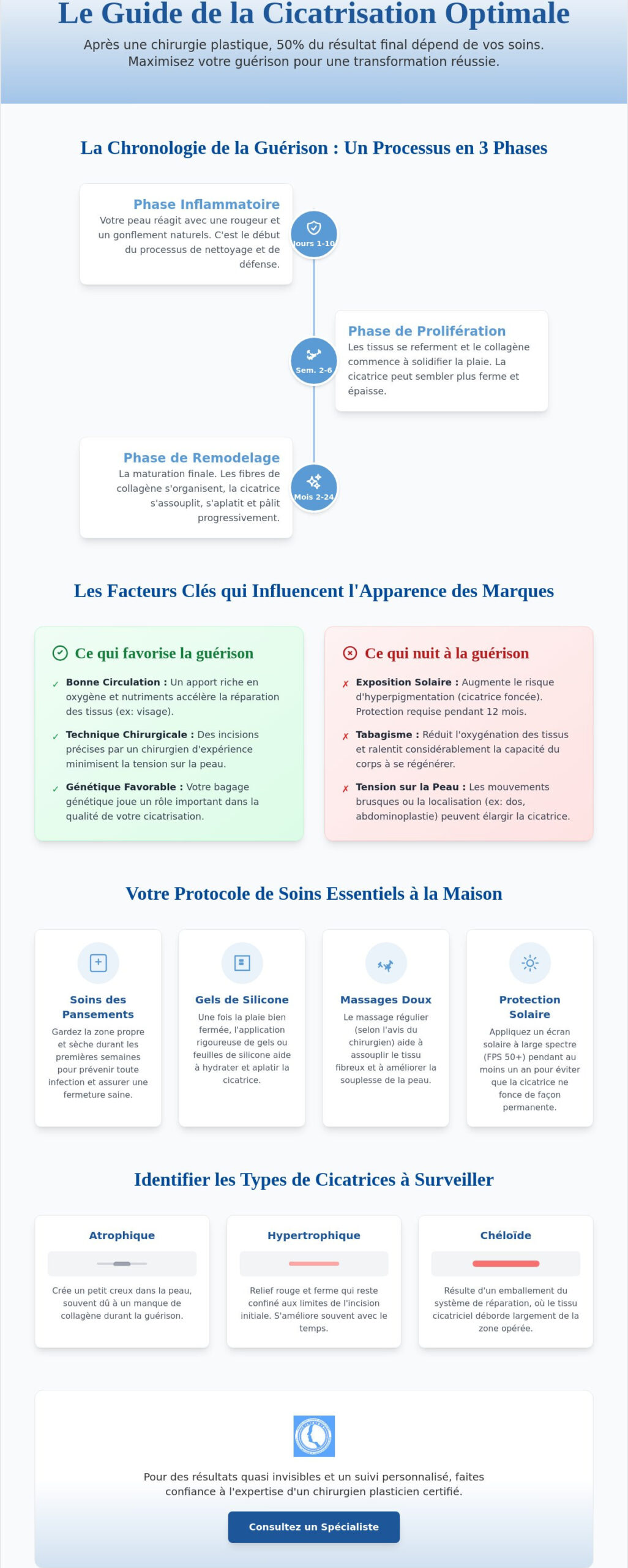 Cicatrices après chirurgie plastique : Guide pour optimiser votre guérison